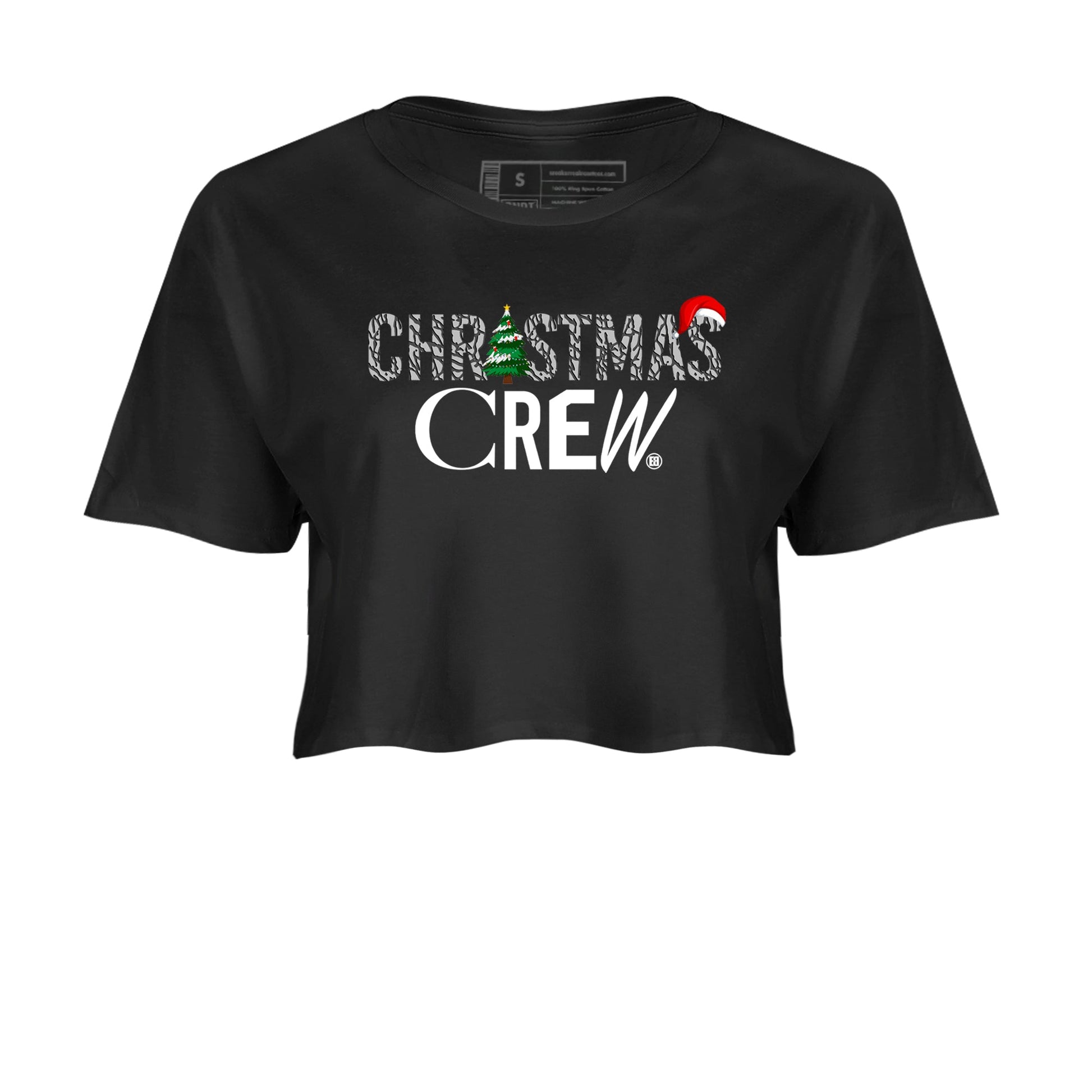 3s Black Cement t-shirts to match sneakers Holiday Christmas Crew sneaker match tees Jordan 3 Retro Black Cement match shoes to clothes SNRT Sneaker Tees unisex cotton Black 2 crop tee