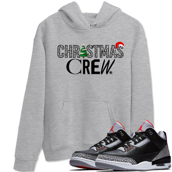 3s Black Cement t-shirts to match sneakers Holiday Christmas Crew sneaker match tees Jordan 3 Retro Black Cement match shoes to clothes SNRT Sneaker Tees unisex cotton Heather Grey 1 shirts