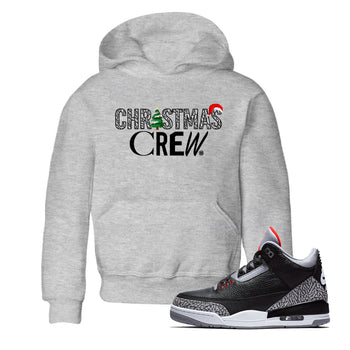 3s Black Cement t-shirts to match sneakers Holiday Christmas Crew sneaker match tees Jordan 3 Retro Black Cement match shoes to clothes SNRT Sneaker Tees Youth Baby Heather Grey 1 tee