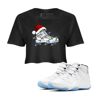 AJ11 Retro Legend Blue shirts to match jordans Christmas Light Sneaker best t shirts to wear with jordans 11s Legend Blue match shoes to clothes SNRT Sneaker Tees unisex cotton Black 1 crop tee