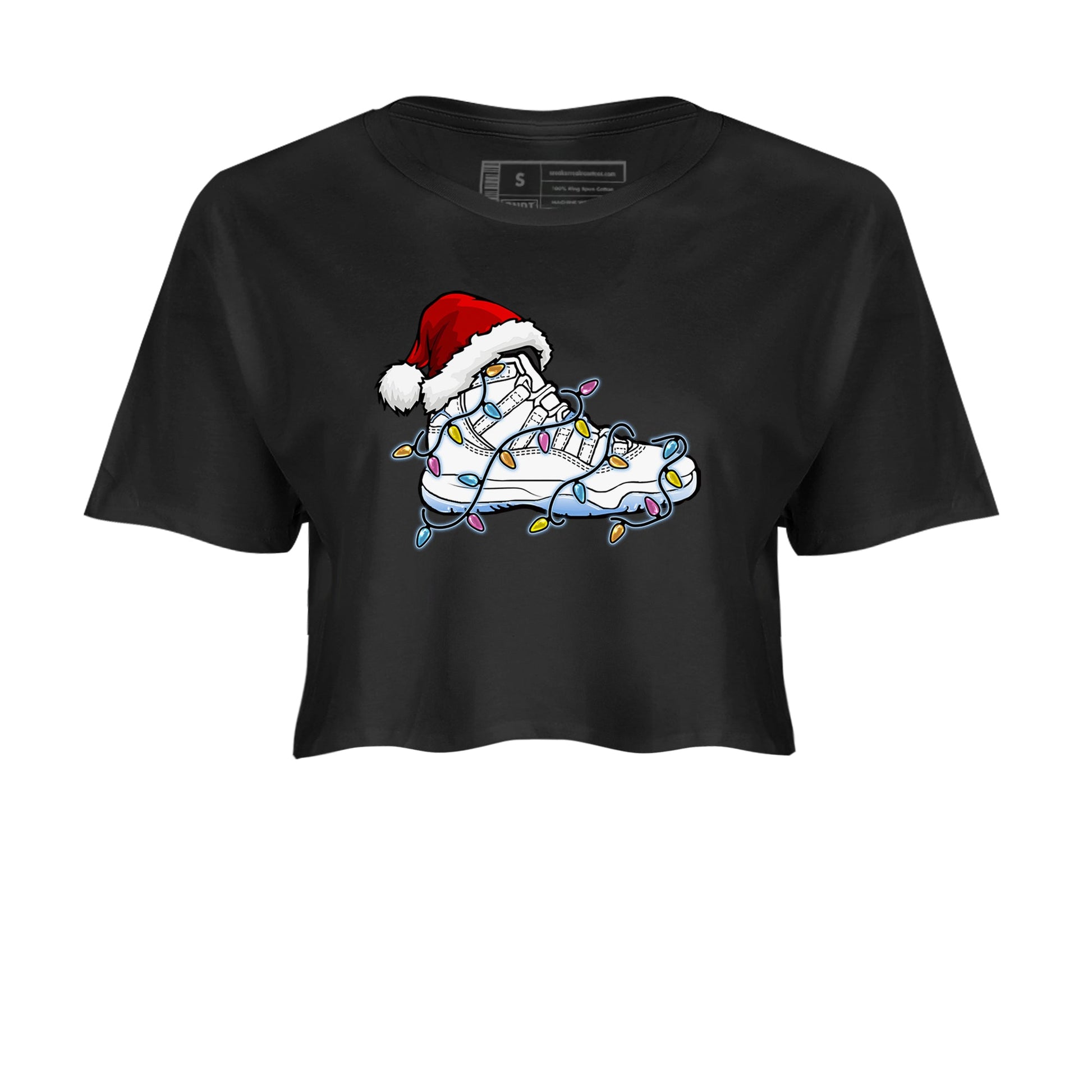 AJ11 Retro Legend Blue shirts to match jordans Christmas Light Sneaker best t shirts to wear with jordans 11s Legend Blue match shoes to clothes SNRT Sneaker Tees unisex cotton Black 2 crop tee