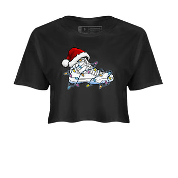 AJ11 Retro Legend Blue shirts to match jordans Christmas Light Sneaker best t shirts to wear with jordans 11s Legend Blue match shoes to clothes SNRT Sneaker Tees unisex cotton Black 2 crop tee