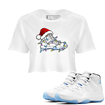 AJ11 Retro Legend Blue shirts to match jordans Christmas Light Sneaker best t shirts to wear with jordans 11s Legend Blue match shoes to clothes SNRT Sneaker Tees unisex cotton White 1 crop tee