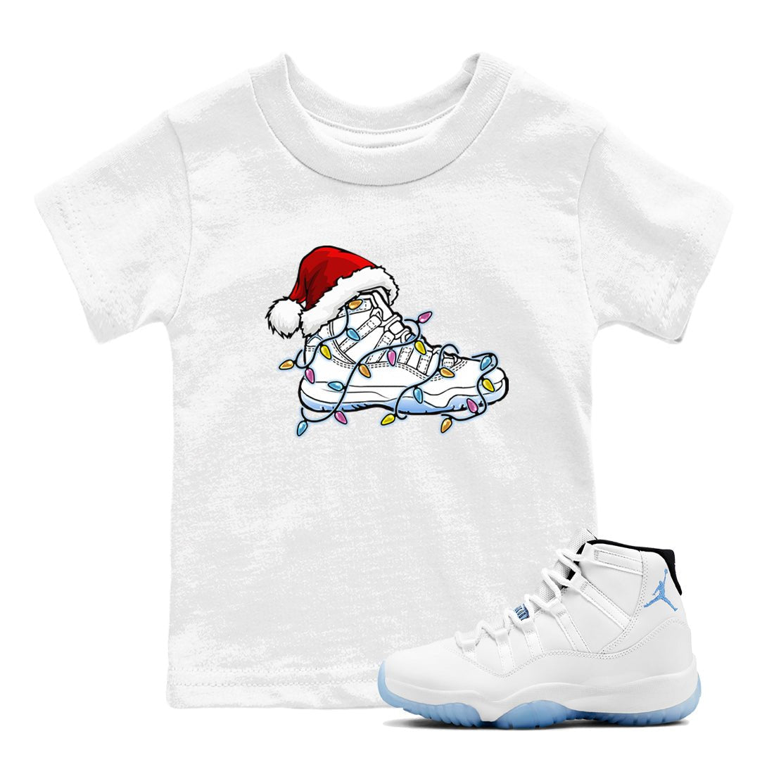 AJ11 Retro Legend Blue shirts to match jordans Christmas Light Sneaker best t shirts to wear with jordans 11s Legend Blue match shoes to clothes SNRT Sneaker Tees Youth Baby White 1 tee