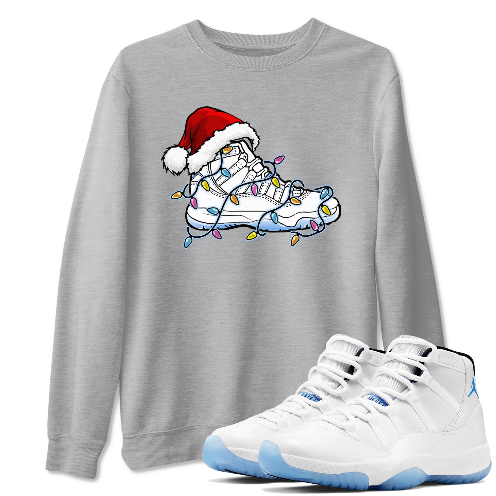 AJ11 Retro Legend Blue shirts to match jordans Christmas Light Sneaker best t shirts to wear with jordans 11s Legend Blue match shoes to clothes SNRT Sneaker Tees unisex cotton Heather Grey 1 shirts
