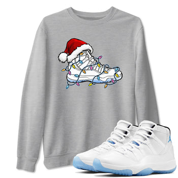 AJ11 Retro Legend Blue shirts to match jordans Christmas Light Sneaker best t shirts to wear with jordans 11s Legend Blue match shoes to clothes SNRT Sneaker Tees unisex cotton Heather Grey 1 shirts