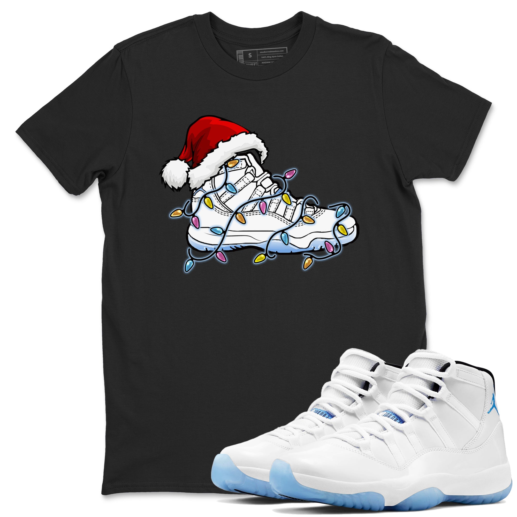 AJ11 Retro Legend Blue shirts to match jordans Christmas Light Sneaker best t shirts to wear with jordans 11s Legend Blue match shoes to clothes SNRT Sneaker Tees unisex cotton Black 1 shirts
