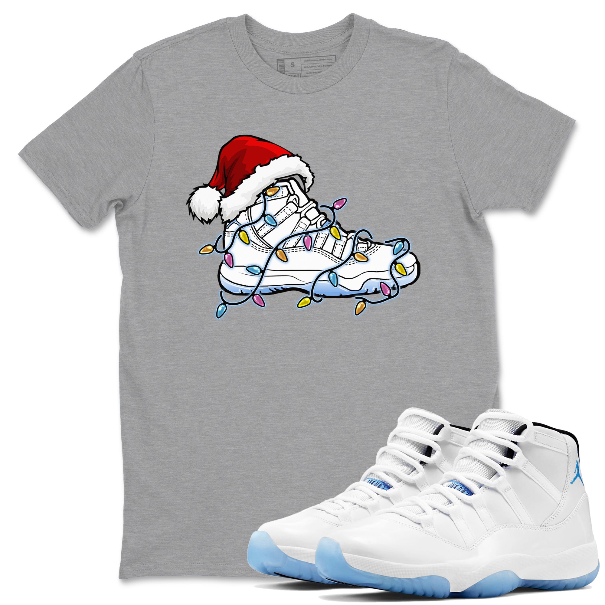 AJ11 Retro Legend Blue shirts to match jordans Christmas Light Sneaker best t shirts to wear with jordans 11s Legend Blue match shoes to clothes SNRT Sneaker Tees unisex cotton Heather Grey 1 shirts