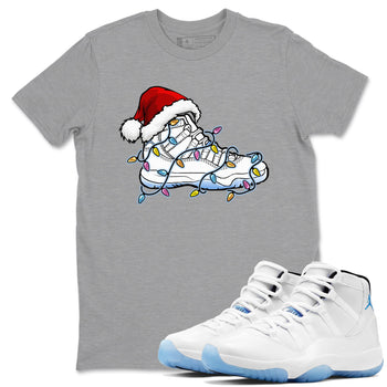 AJ11 Retro Legend Blue shirts to match jordans Christmas Light Sneaker best t shirts to wear with jordans 11s Legend Blue match shoes to clothes SNRT Sneaker Tees unisex cotton Heather Grey 1 shirts