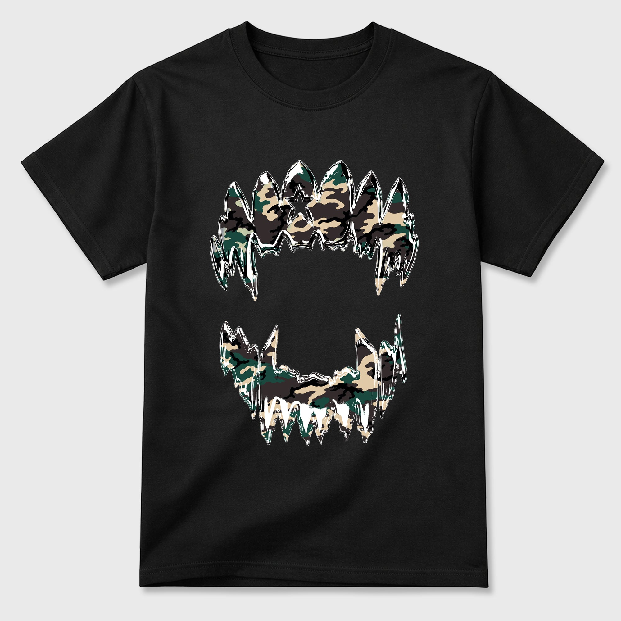 Chrome Grill Graphic T-Shirt featuring original streetwear artwork designed to match the Air Foamposite Pro Green Camo. Black 2 Graphic T-Shirt.