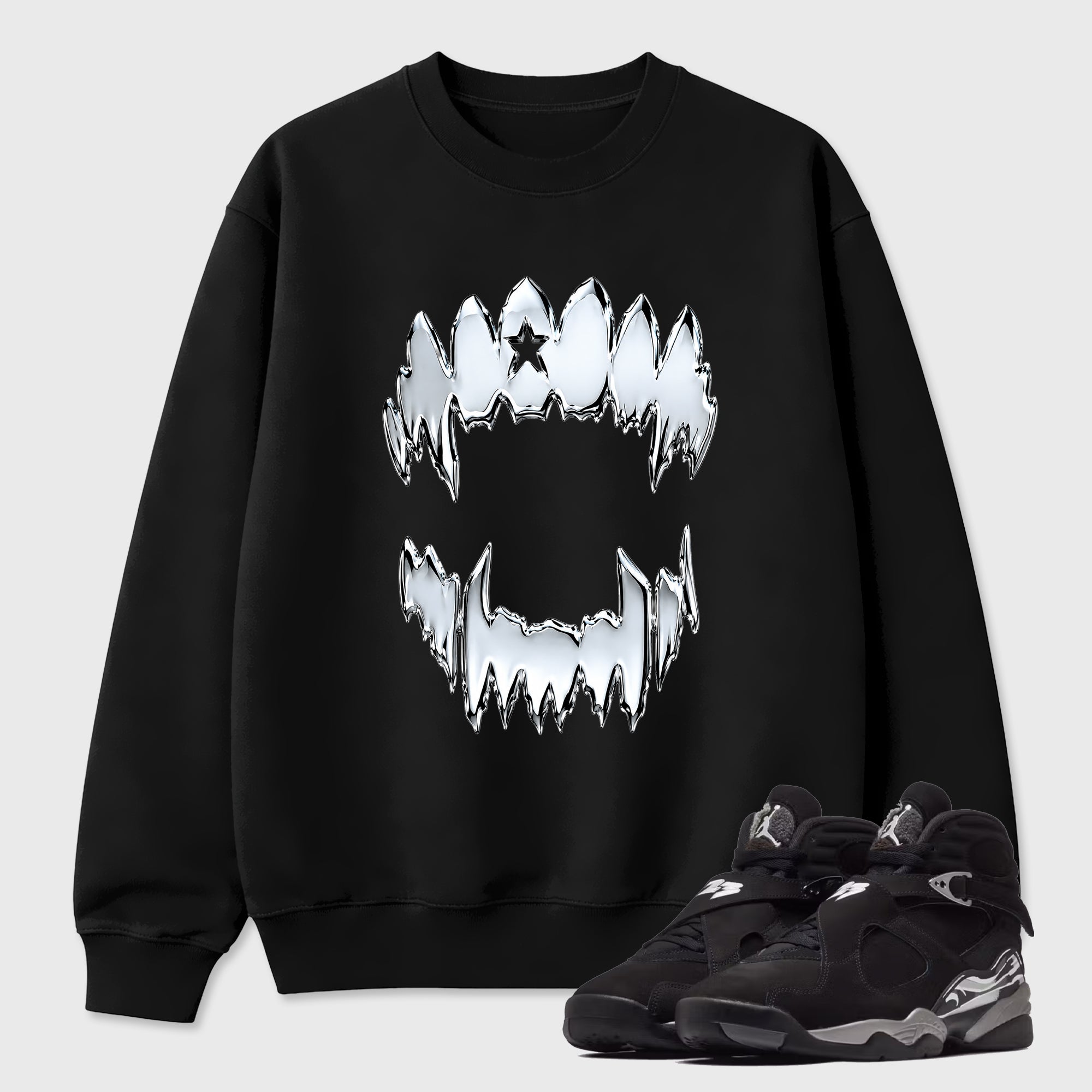 Chrome Grill Graphic T-Shirt featuring original streetwear artwork designed to match the Air Jordan 8 Chrome. Black 1 Graphic Tee.