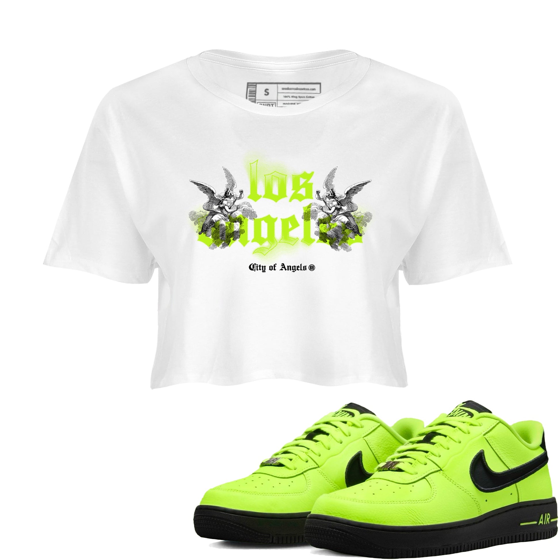 AF 1 Volt shirts to match jordans City Of Angeles sneaker match tees Air Force 1 Low Dance Volt match shoes to clothes SNRT Sneaker Tees unisex cotton White 1 crop tee