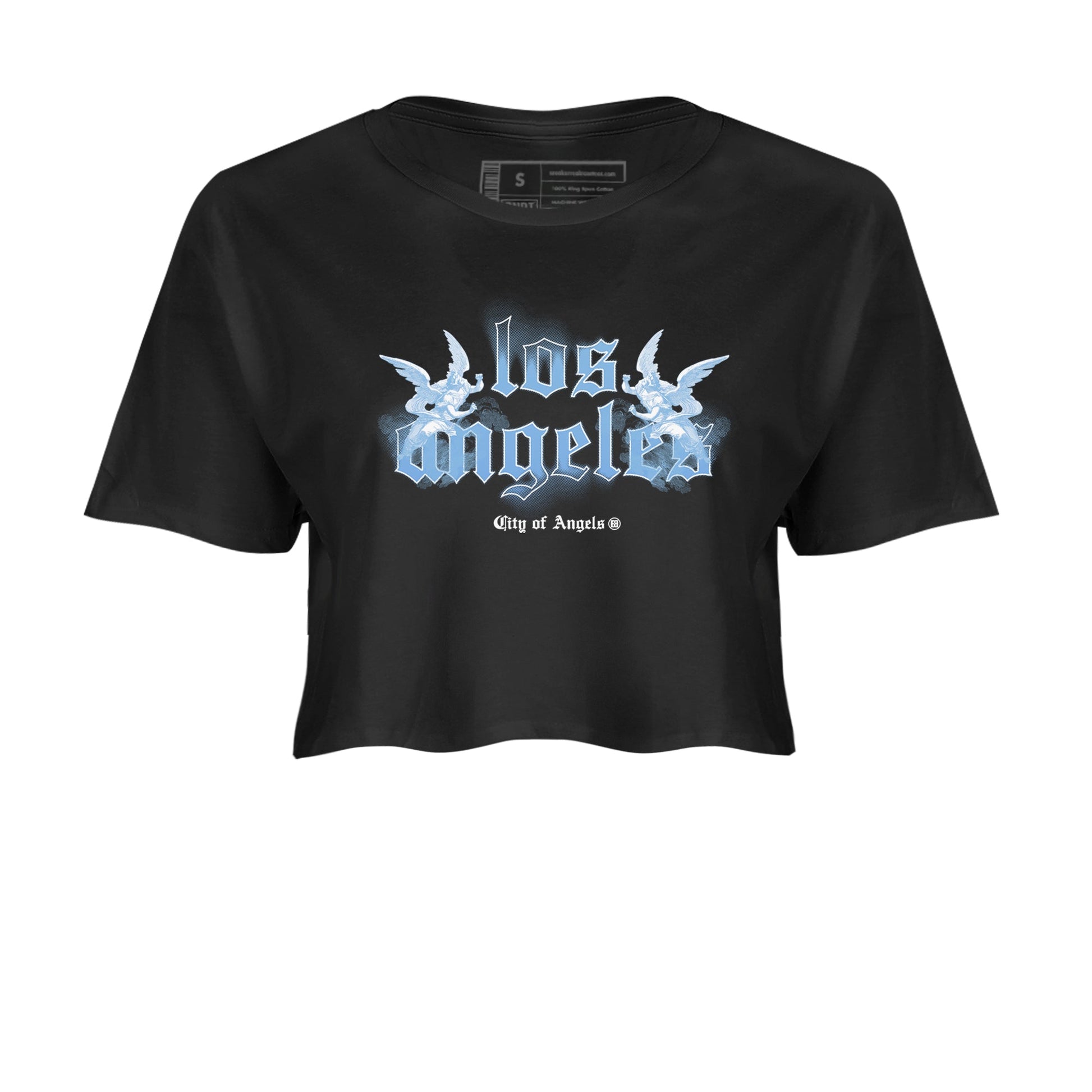 Air Jordan 11s Legend Blue shirts to match jordans City Of Angeles sneaker match tees Air Jordan 11 Retro Legend Blue match shoes to clothes SNRT Sneaker Tees unisex cotton Black 2 crop tee