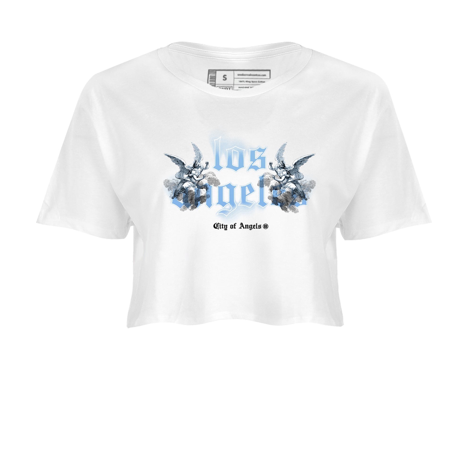 Air Jordan 11s Legend Blue shirts to match jordans City Of Angeles sneaker match tees Air Jordan 11 Retro Legend Blue match shoes to clothes SNRT Sneaker Tees unisex cotton White 2 crop tee