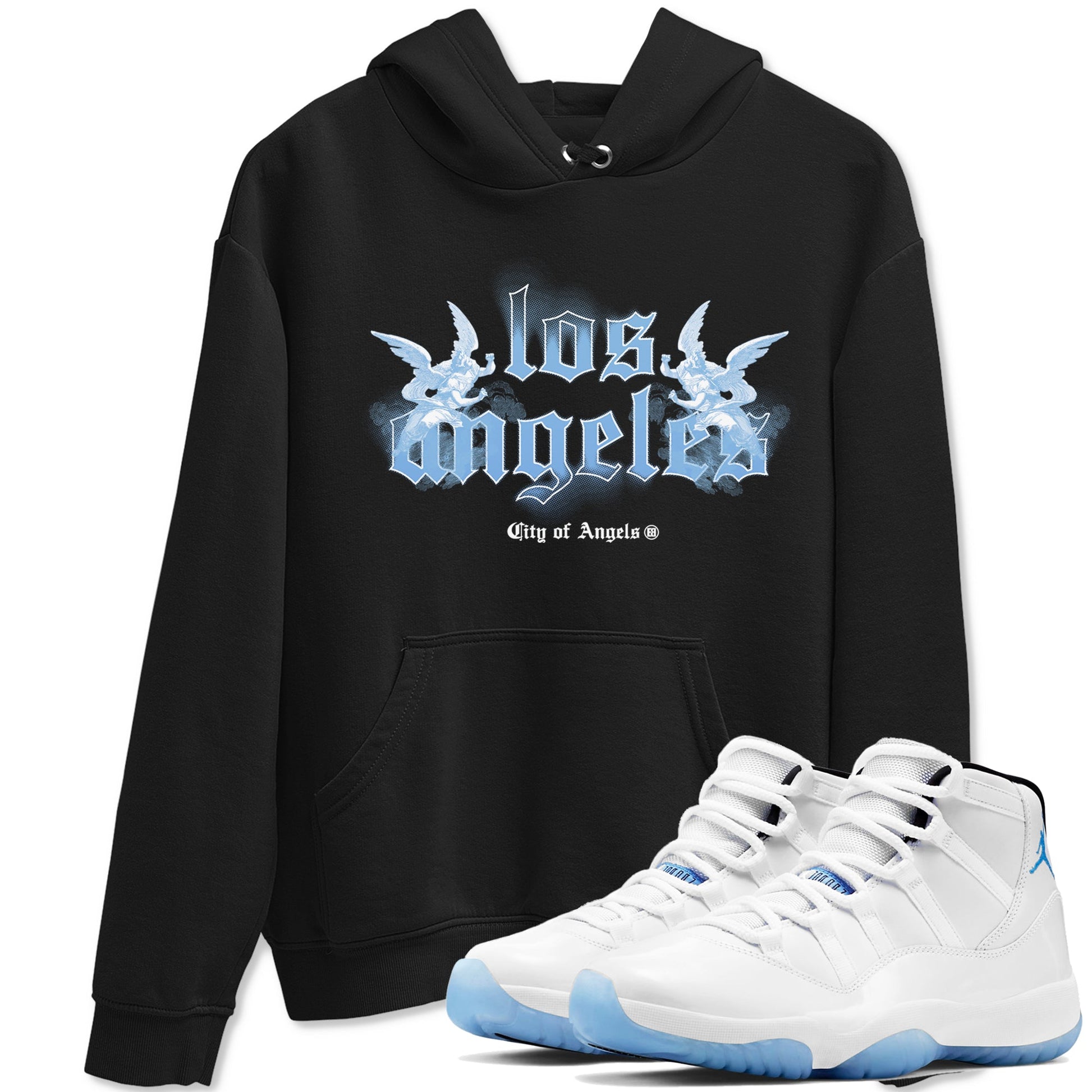 Air Jordan 11s Legend Blue shirts to match jordans City Of Angeles sneaker match tees Air Jordan 11 Retro Legend Blue match shoes to clothes SNRT Sneaker Tees unisex cotton Black 1 shirts