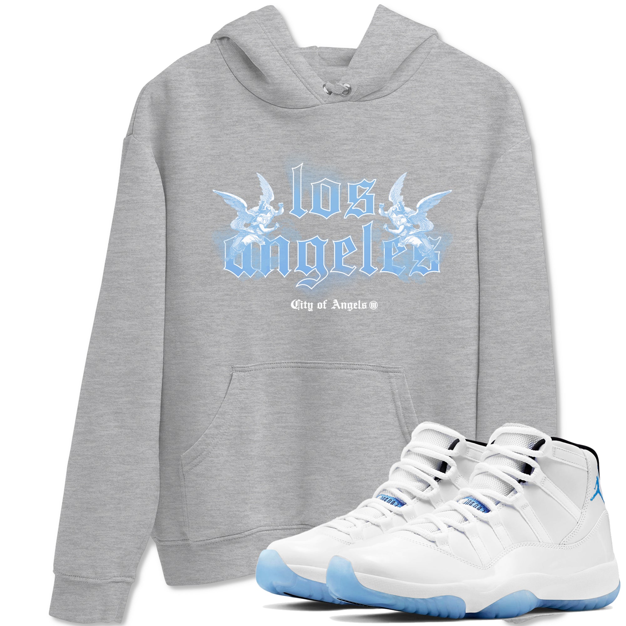 Air Jordan 11s Legend Blue shirts to match jordans City Of Angeles sneaker match tees Air Jordan 11 Retro Legend Blue match shoes to clothes SNRT Sneaker Tees unisex cotton Heather Grey 1 shirts