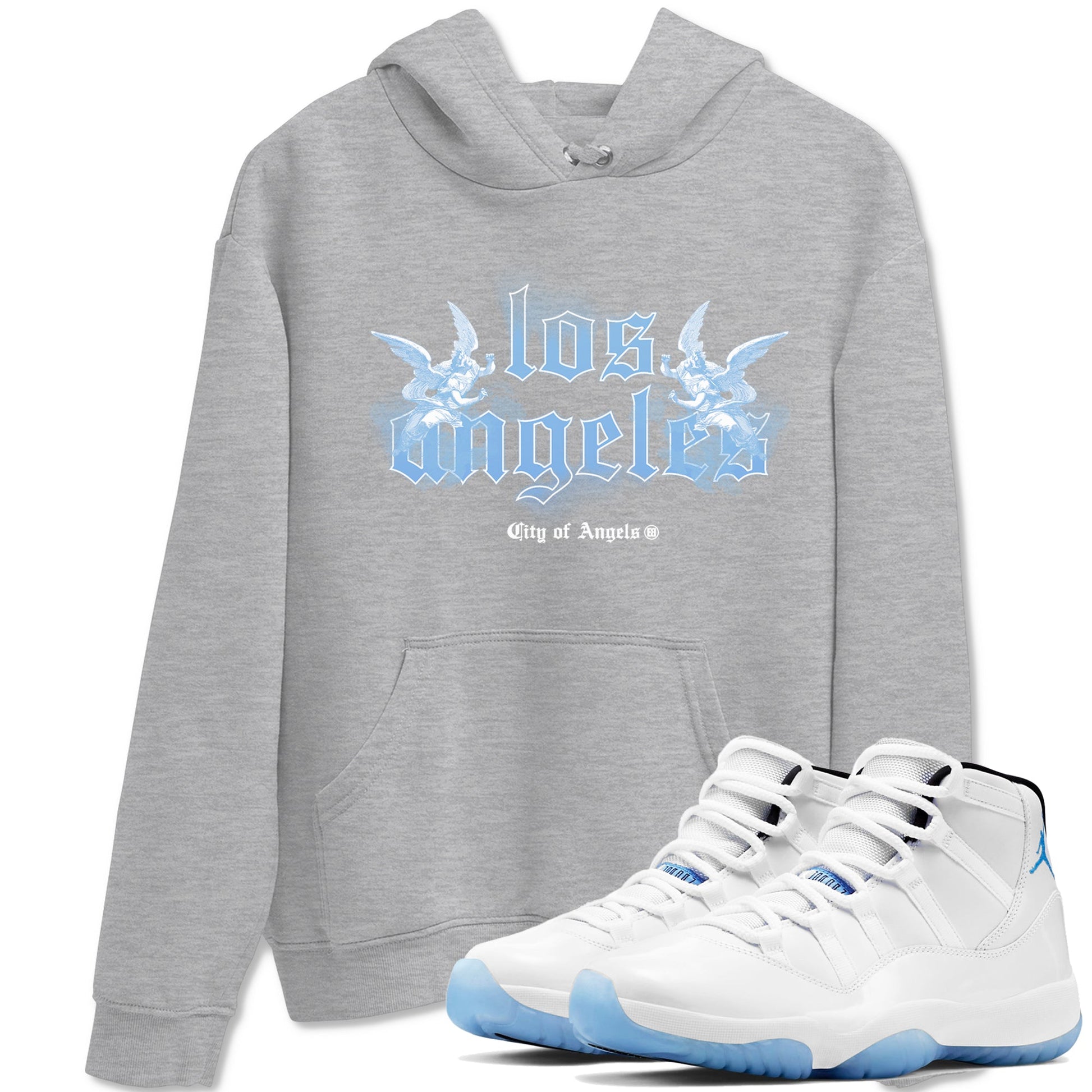 Air Jordan 11s Legend Blue shirts to match jordans City Of Angeles sneaker match tees Air Jordan 11 Retro Legend Blue match shoes to clothes SNRT Sneaker Tees unisex cotton Heather Grey 1 shirts