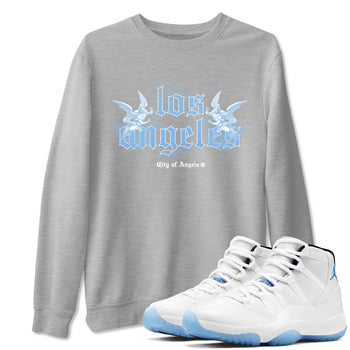 Air Jordan 11s Legend Blue shirts to match jordans City Of Angeles sneaker match tees Air Jordan 11 Retro Legend Blue match shoes to clothes SNRT Sneaker Tees unisex cotton Heather Grey 1 shirts