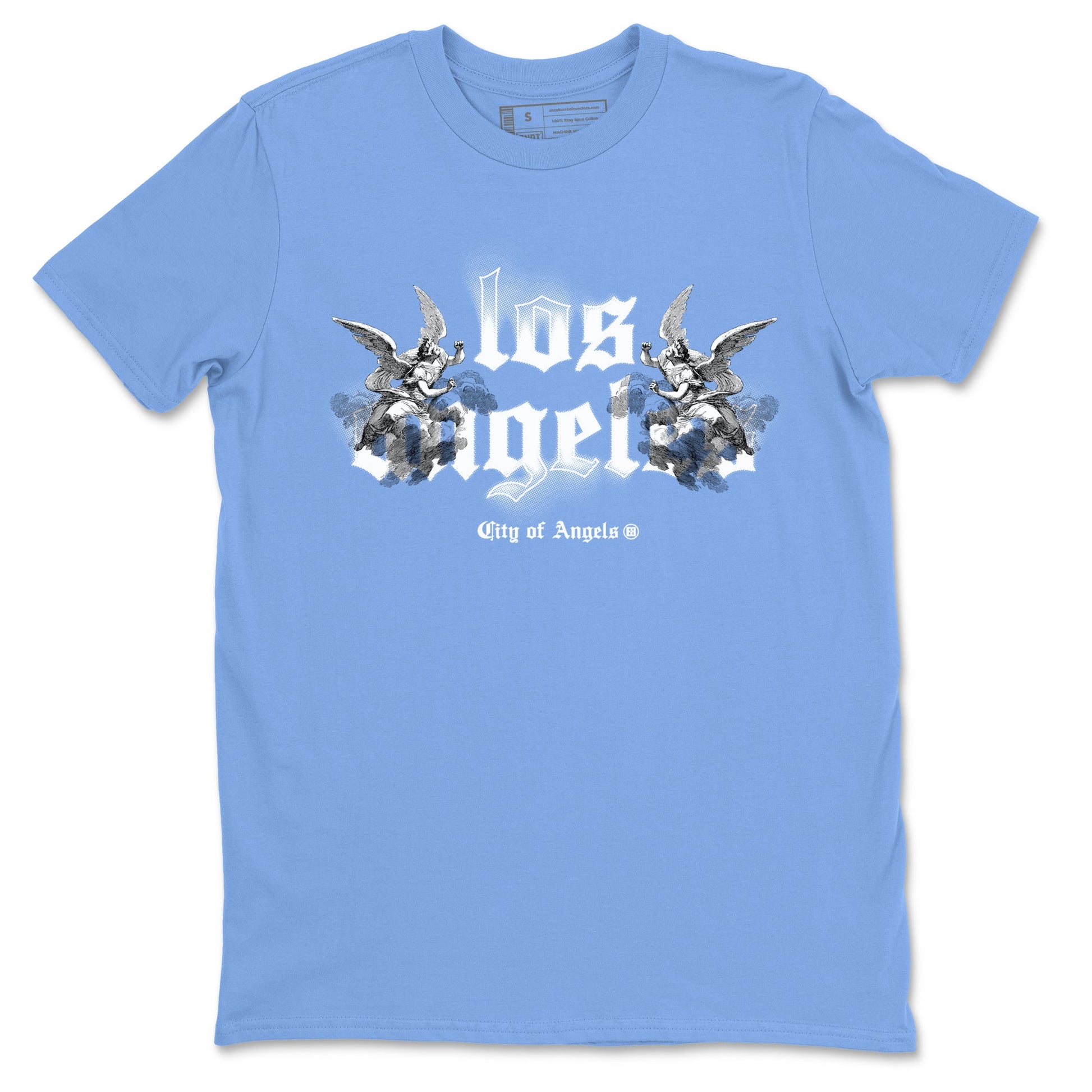 Air Jordan 11s Legend Blue shirts to match jordans City Of Angeles sneaker match tees Air Jordan 11 Retro Legend Blue match shoes to clothes SNRT Sneaker Tees unisex cotton Carolina Blue 2 shirts