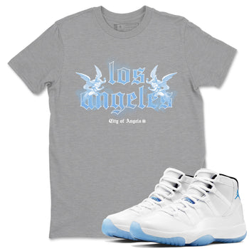 Air Jordan 11s Legend Blue shirts to match jordans City Of Angeles sneaker match tees Air Jordan 11 Retro Legend Blue match shoes to clothes SNRT Sneaker Tees unisex cotton Heather Grey 1 shirts