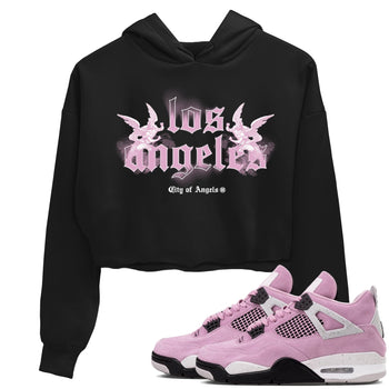 4s Retro Orchid shirts to match jordans City Of Angeles sneaker match tees Air Jordan 4 WMNS Orchid match shoes to clothes SNRT Sneaker Tees unisex cotton Black 1 crop tee