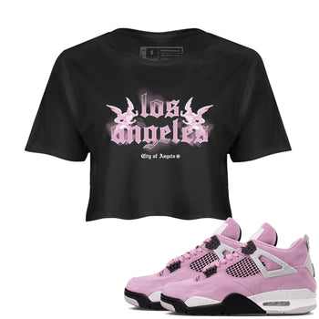 4s Retro Orchid shirts to match jordans City Of Angeles sneaker match tees Air Jordan 4 WMNS Orchid match shoes to clothes SNRT Sneaker Tees unisex cotton Black 1 crop tee