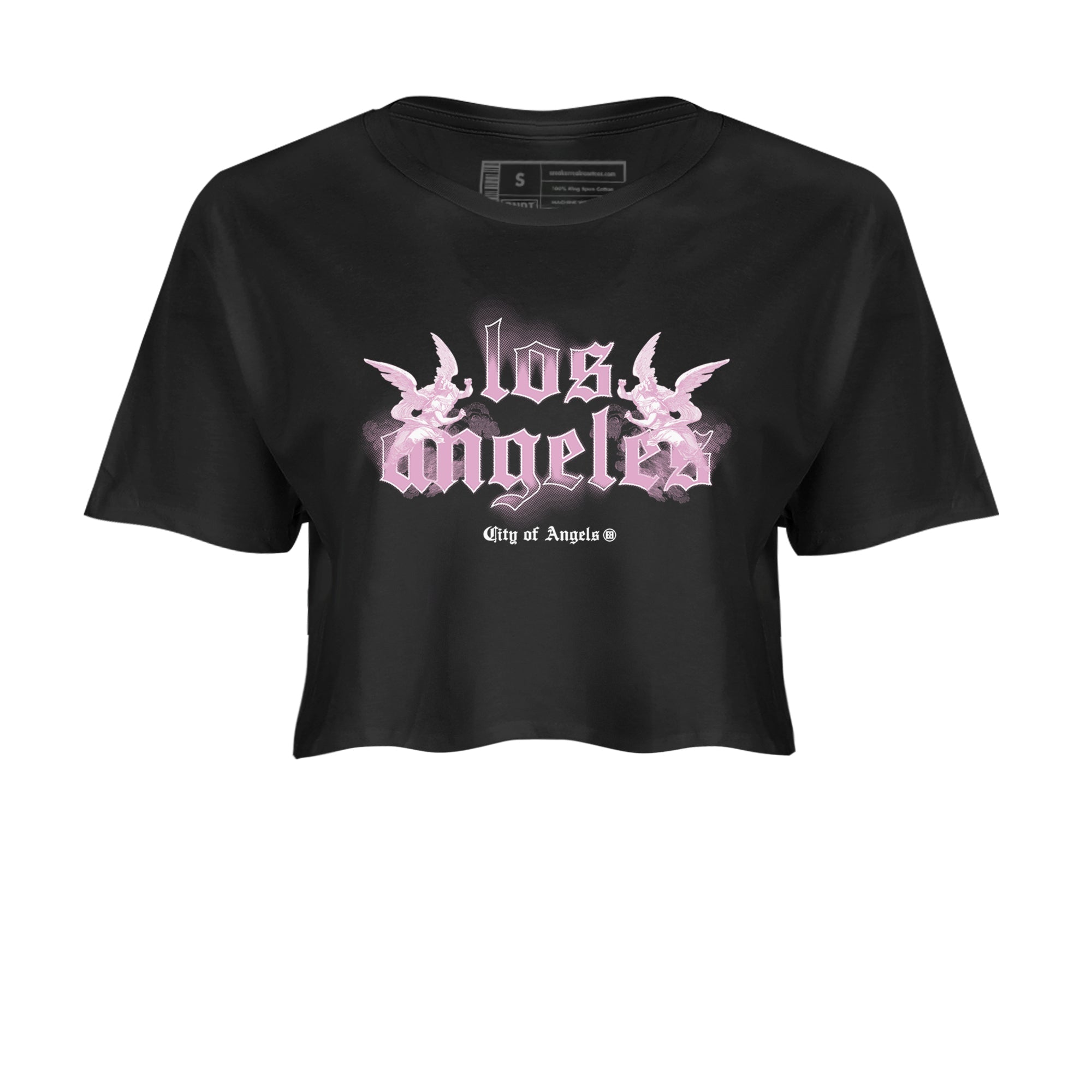 4s Retro Orchid shirts to match jordans City Of Angeles sneaker match tees Air Jordan 4 WMNS Orchid match shoes to clothes SNRT Sneaker Tees unisex cotton Black 2 crop tee