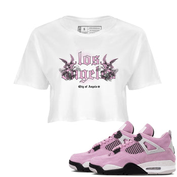 4s Retro Orchid shirts to match jordans City Of Angeles sneaker match tees Air Jordan 4 WMNS Orchid match shoes to clothes SNRT Sneaker Tees unisex cotton White 1 crop tee