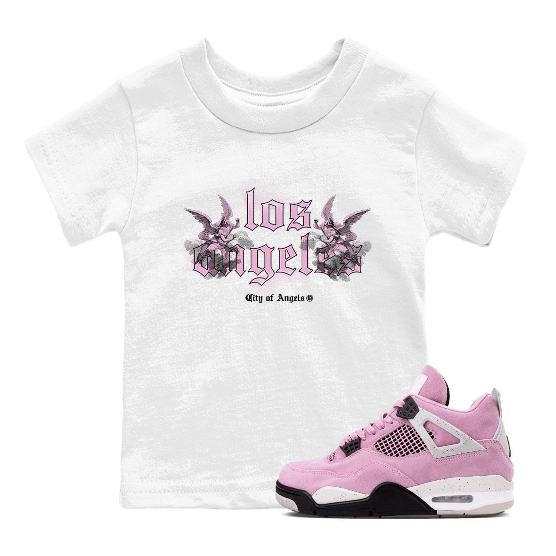 4s Retro Orchid shirts to match jordans City Of Angeles sneaker match tees Air Jordan 4 WMNS Orchid match shoes to clothes SNRT Sneaker Tees Youth Baby White 1 tee