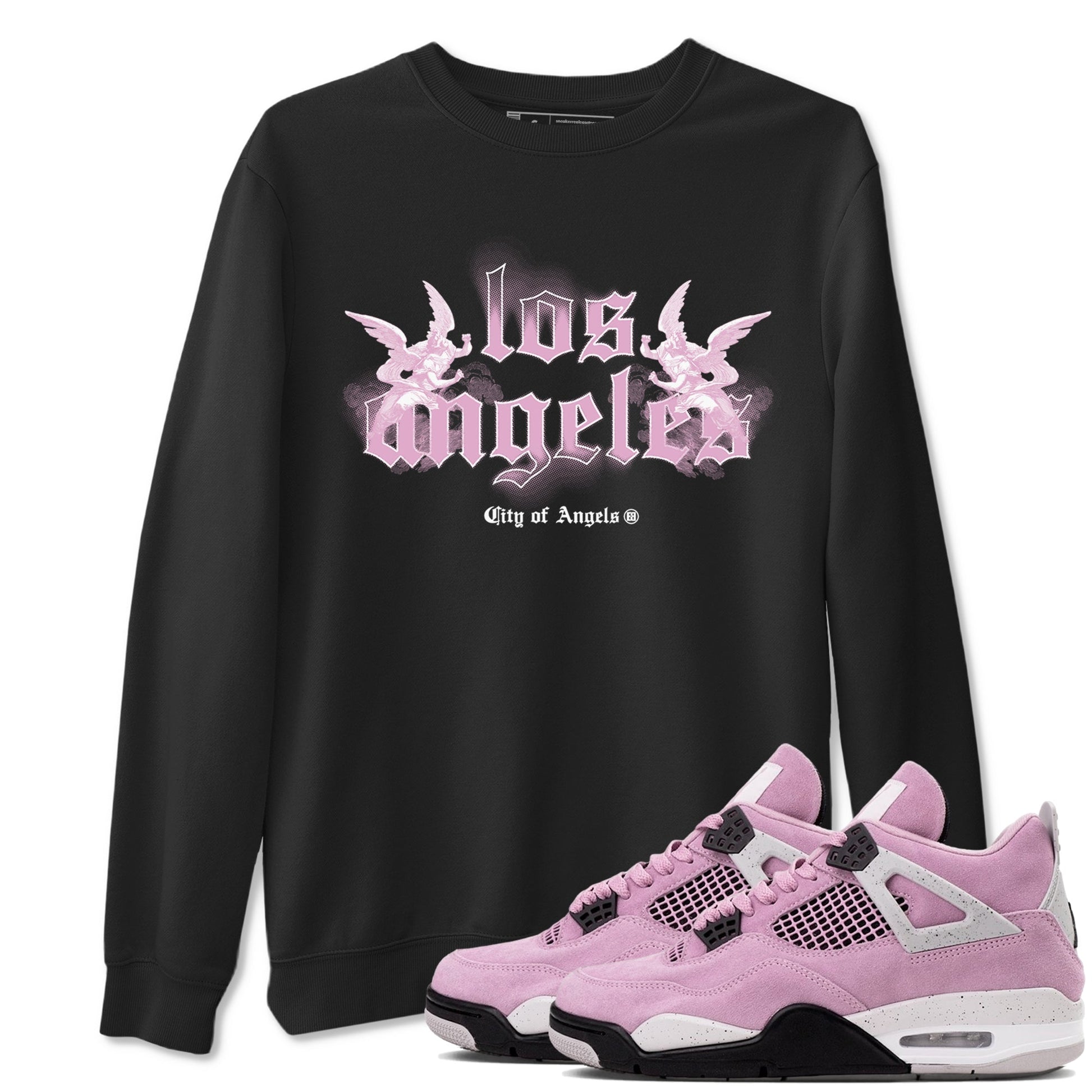 4s Retro Orchid shirts to match jordans City Of Angeles sneaker match tees Air Jordan 4 WMNS Orchid match shoes to clothes SNRT Sneaker Tees unisex cotton Black 1 shirts