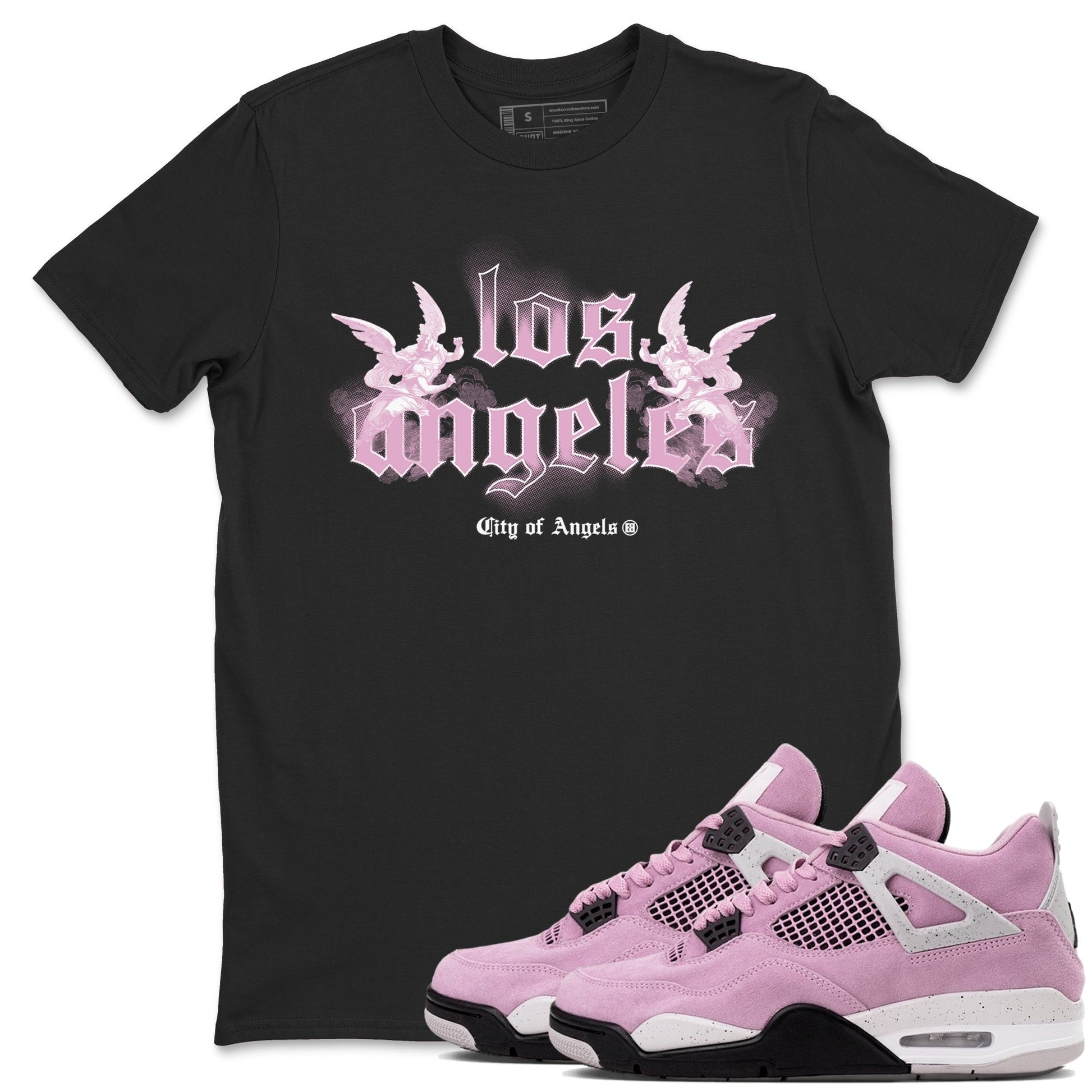 4s Retro Orchid shirts to match jordans City Of Angeles sneaker match tees Air Jordan 4 WMNS Orchid match shoes to clothes SNRT Sneaker Tees unisex cotton Black 1 shirts