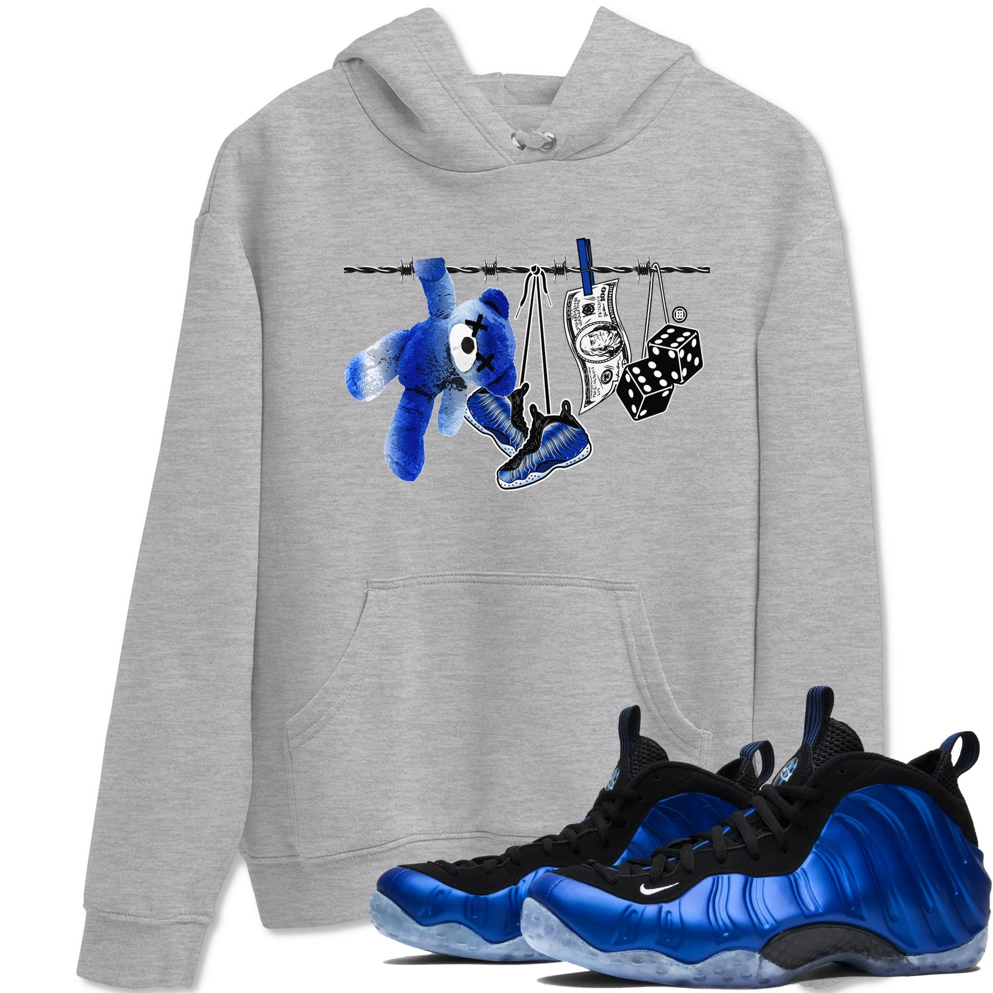 Air Foamposite One Royal shirts to match jordans Clothesline sneaker match tees Foams One Royal match shoes to clothes SNRT Sneaker Tees unisex cotton Heather Grey 1 shirts