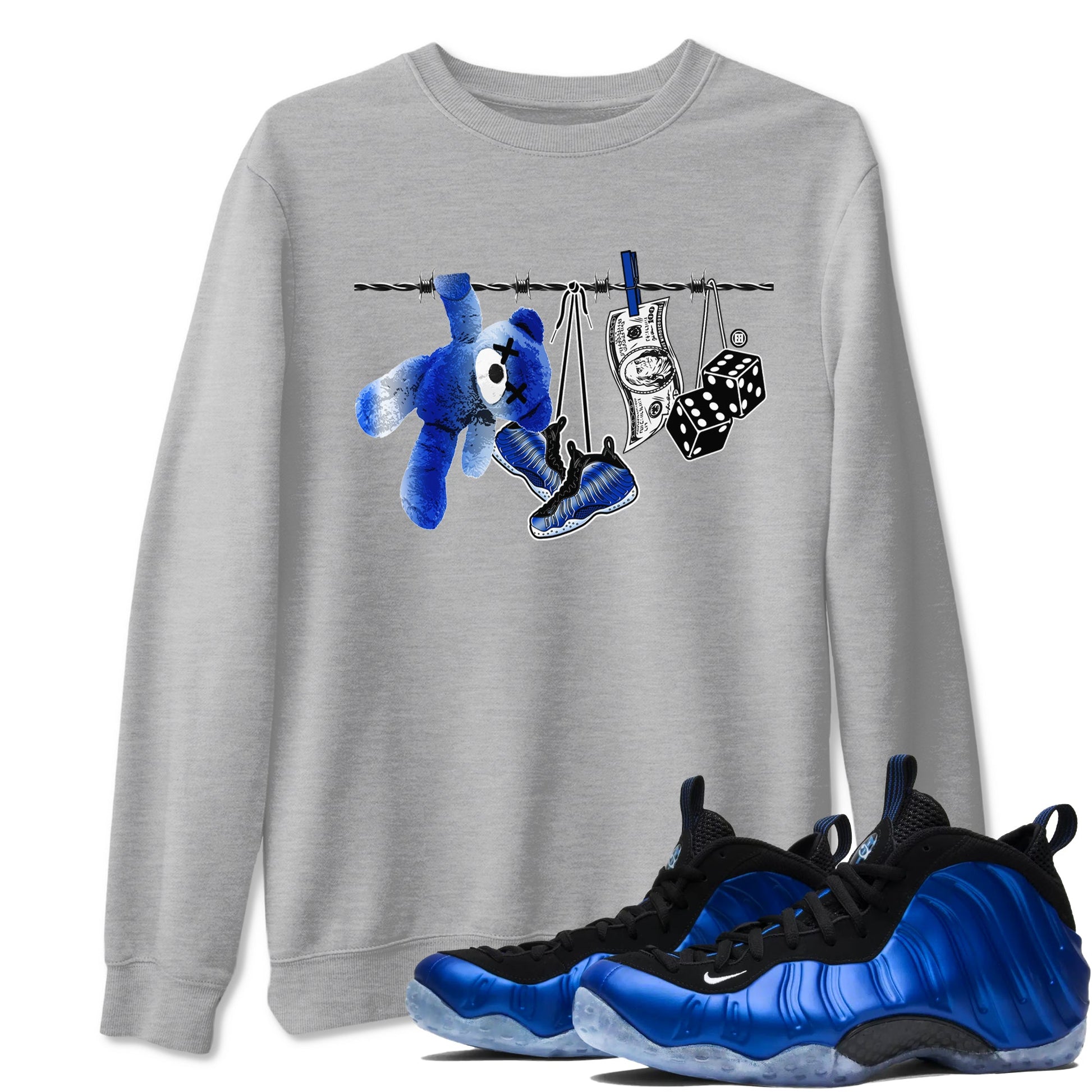 Air Foamposite One Royal shirts to match jordans Clothesline sneaker match tees Foams One Royal match shoes to clothes SNRT Sneaker Tees unisex cotton Heather Grey 1 shirts