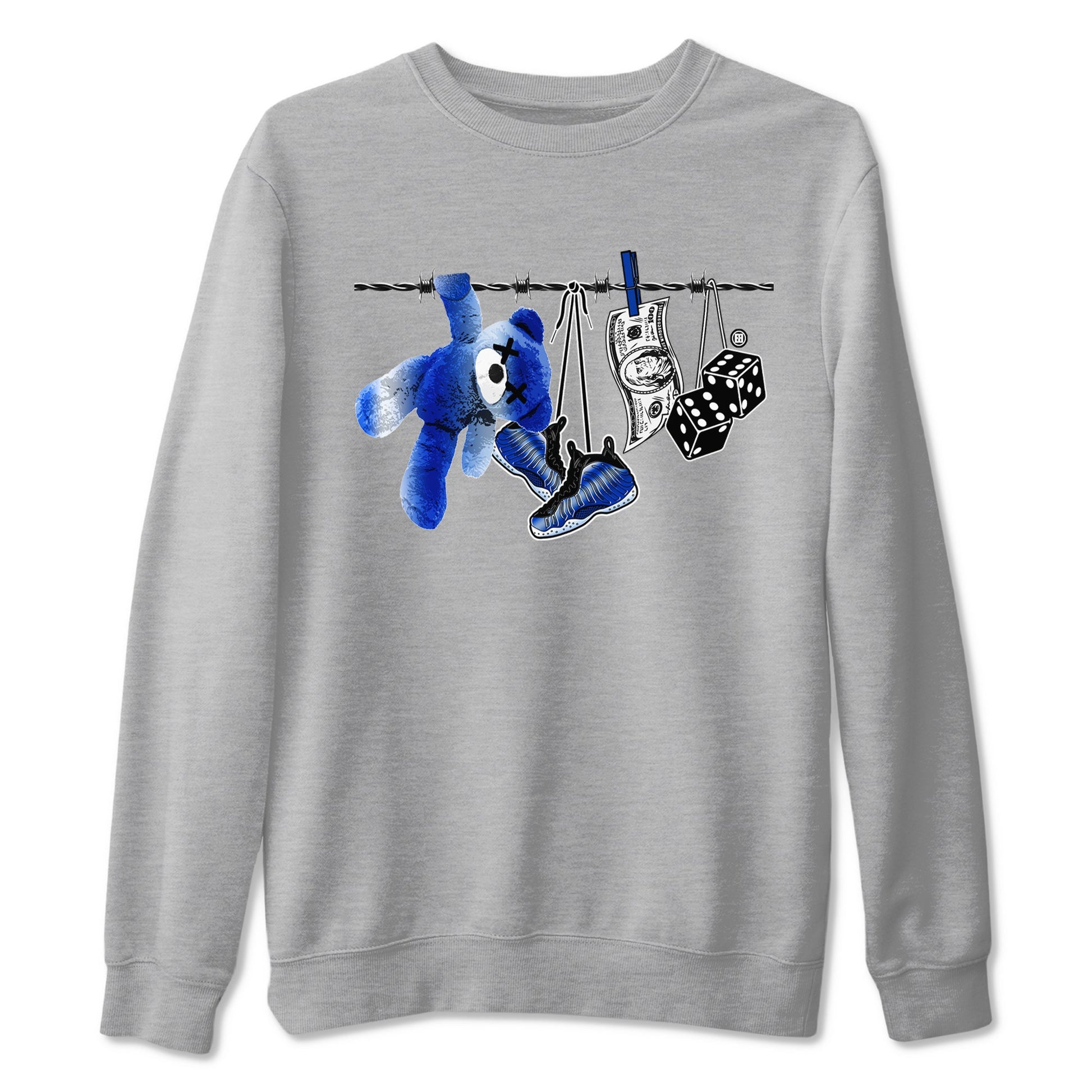 Air Foamposite One Royal shirts to match jordans Clothesline sneaker match tees Foams One Royal match shoes to clothes SNRT Sneaker Tees unisex cotton Heather Grey 2 shirts