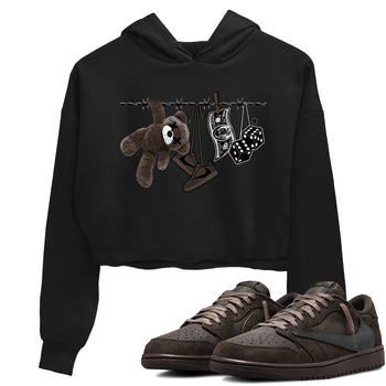 1s Travis Scott Velvet Brown shirts to match jordans Clothesline best t shirts to wear with jordans Travis Scott x Air Jordan 1 Low OG Velvet Brown match shoes to clothes SNRT Sneaker Tees unisex cotton Black 1 crop tee