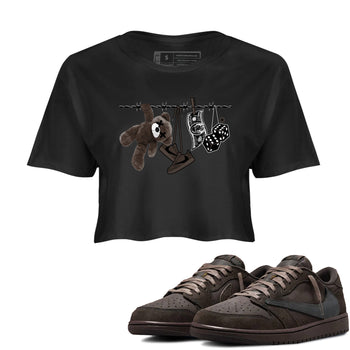 1s Travis Scott Velvet Brown shirts to match jordans Clothesline best t shirts to wear with jordans Travis Scott x Air Jordan 1 Low OG Velvet Brown match shoes to clothes SNRT Sneaker Tees unisex cotton Black 1 crop tee