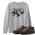 1s Travis Scott Velvet Brown shirts to match jordans Clothesline best t shirts to wear with jordans Travis Scott x Air Jordan 1 Low OG Velvet Brown match shoes to clothes SNRT Sneaker Tees unisex cotton Heather Grey 1 shirts