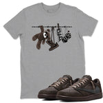 1s Travis Scott Velvet Brown shirts to match jordans Clothesline best t shirts to wear with jordans Travis Scott x Air Jordan 1 Low OG Velvet Brown match shoes to clothes SNRT Sneaker Tees unisex cotton Heather Grey 1 shirts