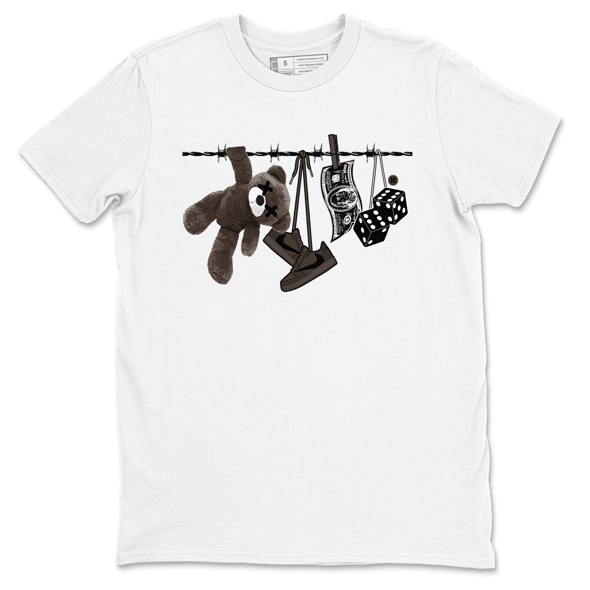 1s Travis Scott Velvet Brown shirts to match jordans Clothesline best t shirts to wear with jordans Travis Scott x Air Jordan 1 Low OG Velvet Brown match shoes to clothes SNRT Sneaker Tees unisex cotton White 2 shirts