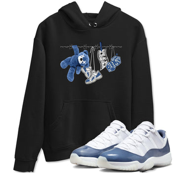 Air Jordan 11 Low Diffused Blue shirts to match jordans Clothesline sneaker match tees 11s Diffused Blue SNRT Sneaker Release Tees unisex cotton Black 1 crew neck shirts