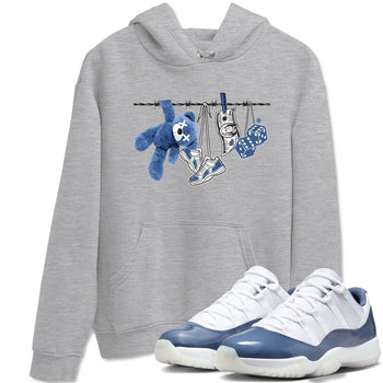 Air Jordan 11 Low Diffused Blue shirts to match jordans Clothesline sneaker match tees 11s Diffused Blue SNRT Sneaker Release Tees unisex cotton Heather Grey 1 crew neck shirts