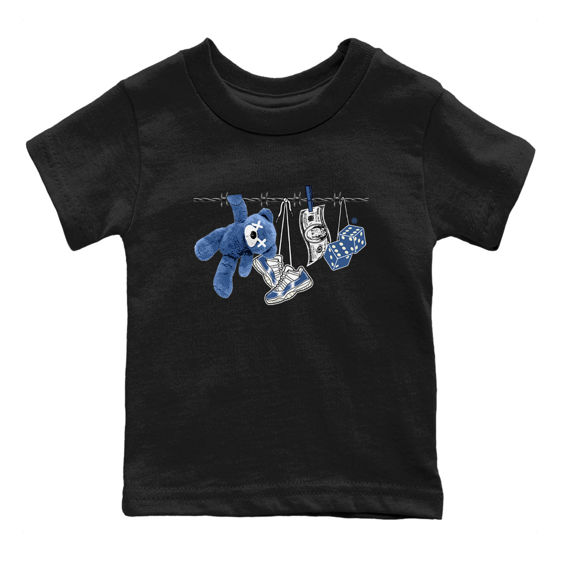 Air Jordan 11 Low Diffused Blue shirts to match jordans Clothesline sneaker match tees 11s Diffused Blue SNRT Sneaker Release Tees Youth Baby Black 2 crew neck shirts