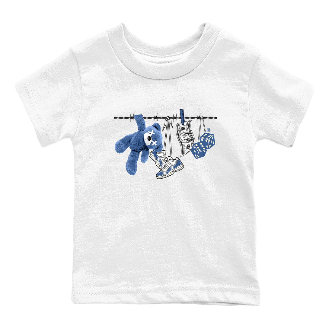 Air Jordan 11 Low Diffused Blue shirts to match jordans Clothesline sneaker match tees 11s Diffused Blue SNRT Sneaker Release Tees Youth Baby White 2 crew neck shirts