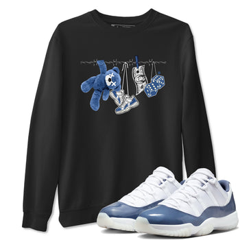 Air Jordan 11 Low Diffused Blue shirts to match jordans Clothesline sneaker match tees 11s Diffused Blue SNRT Sneaker Release Tees unisex cotton Black 1 crew neck shirts