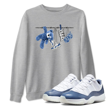 Air Jordan 11 Low Diffused Blue shirts to match jordans Clothesline sneaker match tees 11s Diffused Blue SNRT Sneaker Release Tees unisex cotton Heather Grey 1 crew neck shirts