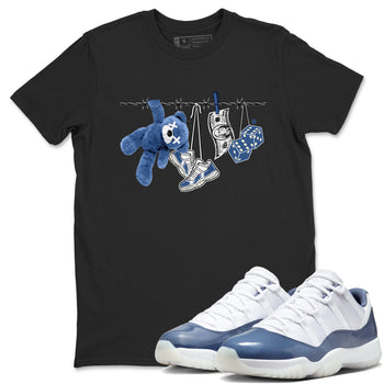 Air Jordan 11 Low Diffused Blue shirts to match jordans Clothesline sneaker match tees 11s Diffused Blue SNRT Sneaker Release Tees unisex cotton Black 1 crew neck shirts