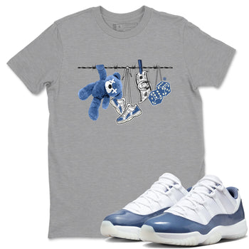 Air Jordan 11 Low Diffused Blue shirts to match jordans Clothesline sneaker match tees 11s Diffused Blue SNRT Sneaker Release Tees unisex cotton Heather Grey 1 crew neck shirts