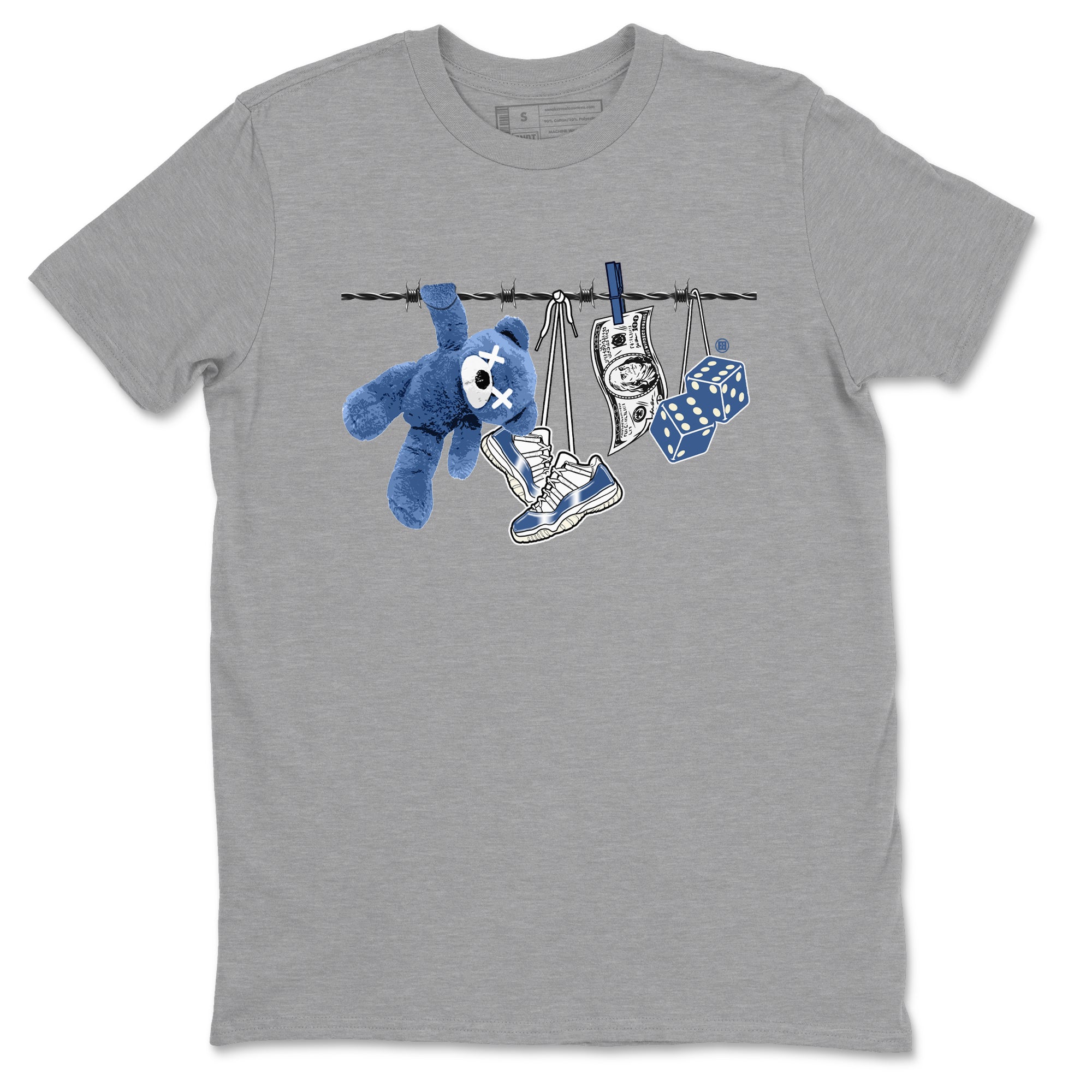 Air Jordan 11 Low Diffused Blue shirts to match jordans Clothesline sneaker match tees 11s Diffused Blue SNRT Sneaker Release Tees unisex cotton Heather Grey 2 crew neck shirts