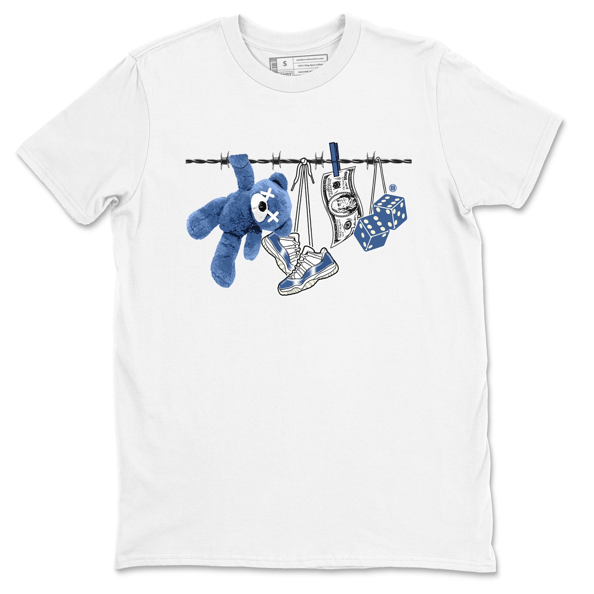 Air Jordan 11 Low Diffused Blue shirts to match jordans Clothesline sneaker match tees 11s Diffused Blue SNRT Sneaker Release Tees unisex cotton White 2 crew neck shirts