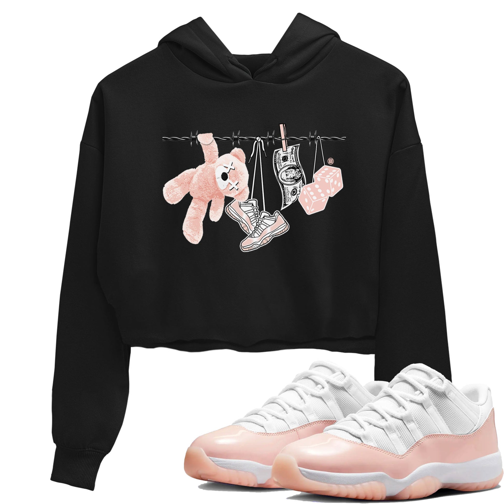 11s Legend Pink shirts to match jordans Clothesline sneaker match tees Air Jordan 11 Legend Pink SNRT Sneaker Tees streetwear brand Black 1 crop tee